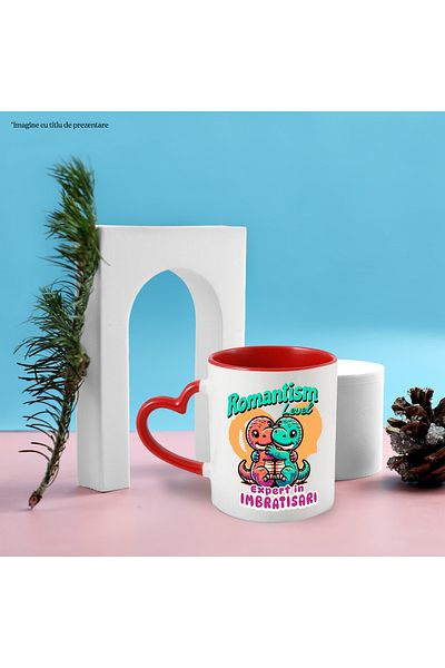 StoryGift Romania Dinosaurs hug romance love family mug, 330ml, Ceramic with Linen Handle, With, STG.