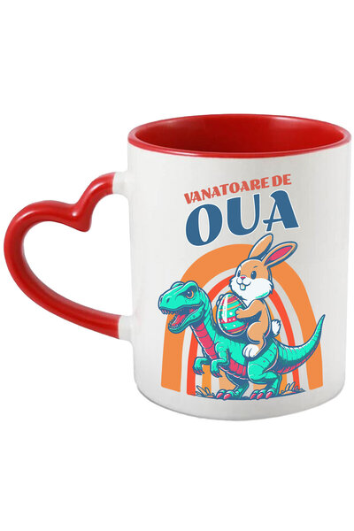StoryGift Romania Cana cu Iepure Maro Cu ou Colorat Calarind Dinozaur T-rex S...