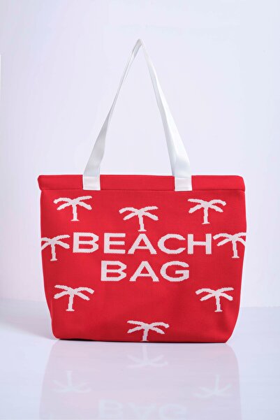 Sebir Moda Palm Tree Patterned Knitwear Beach Bag