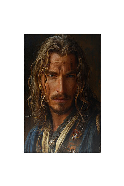 StoryGift Romania Tablou Canvas: Prinț Blond Cu Ochi Și Îmbrăcăminte Albastră- Portret Bărbat Pictura Digitala