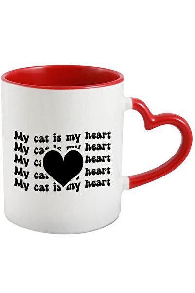 StoryGift Romania Cana cu o inimioara si textul "My cat is my heart" - pisica...