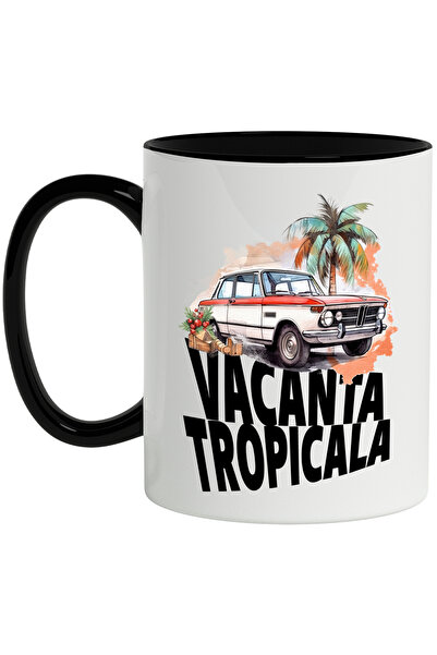 StoryGift Romania Cana Cu Mesaj Vacanta Tropicala, Palmier, Masina, Bagaje, M...