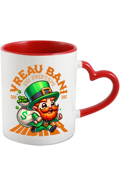 StoryGift Romania Cana Spiridus cu sac de bani text Bani nu prieteni, 330ml, ...