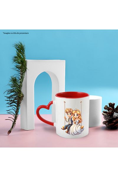 StoryGift Romania Mug with a princess and a boy swinging | illustration | white dress, With,STG.