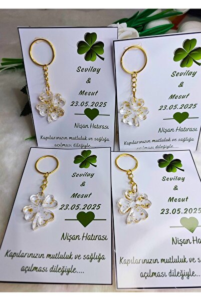 Gelinrehberi 20 Adet Kartlı Epoksi Anahtarlık Yonca , Söz , Nişan, Nikah , Kına, Mevlüt Hediyelik