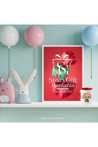 StoryGift Romania Cana Nu Sunt Gras - Doar imi place sa mananc, Panda, 330ml, Ceramica cu Maner In, Cu Maner Inim STG