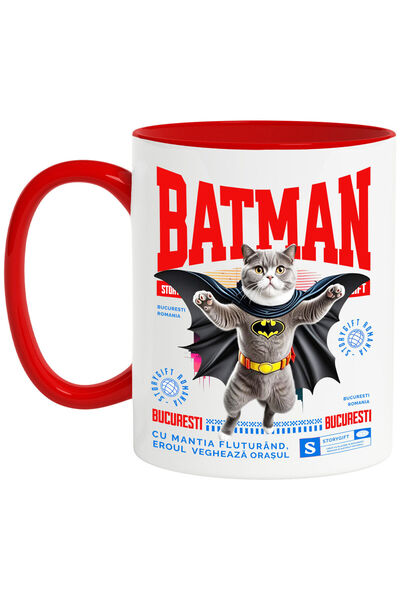 StoryGift Romania Cana cu Scottish Fold Pisica In Costum de BatMan cu Pelerin...