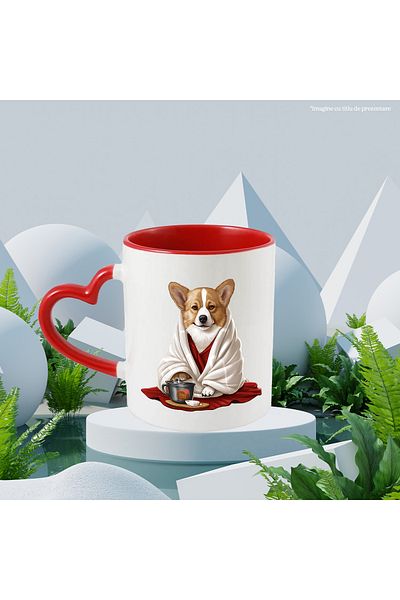 StoryGift Romania Mug with a serious dog that is cold | illustration | cold | tea | treat, With ,STG.