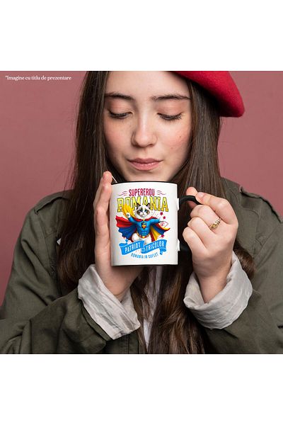 StoryGift Romania Mug with Ragdoll Cat in Captain Romania Costume with Cape, Night Hero, D, With, STG