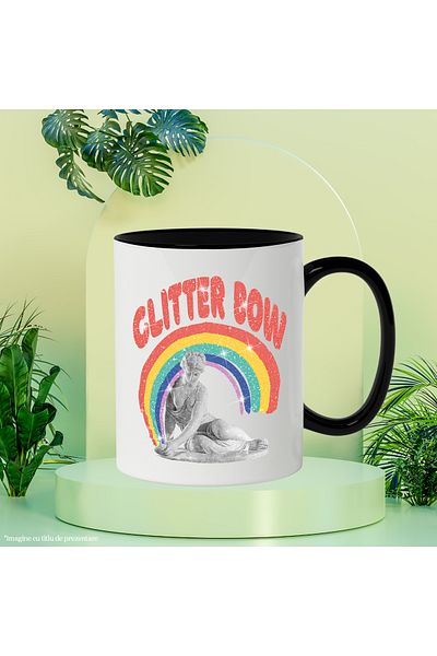 StoryGift Romania Mug With Message In English Glitter Bow, Rainbow, Statue, Glitter, Multicolor 33, With,STG