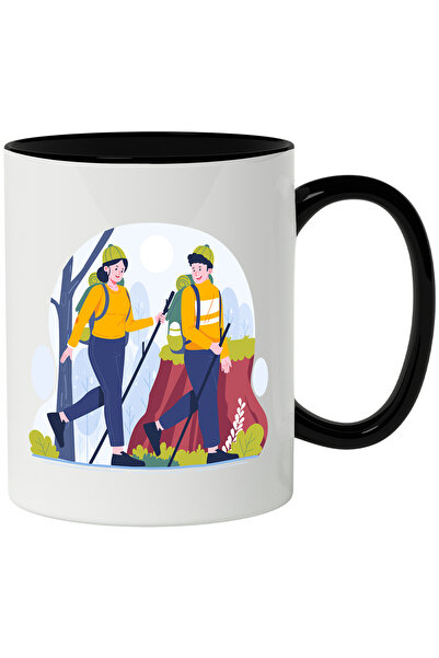 StoryGift Romania Cana Cu Bat, Copaci, Natura, Drumetie, Ghiozdan, Fes, Soare, Multicolor 330 ml, , Cu Maner Negru