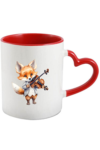 StoryGift Romania Cana cu un vulpoi care canta la vioara | ilustratie | animal salbatic | melodie , Cu Maner Inim STG