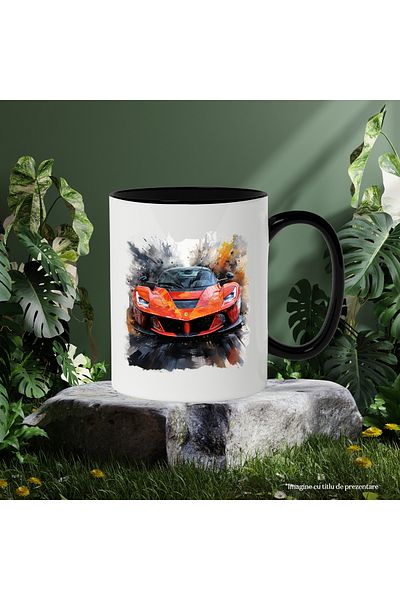 StoryGift Romania Sports Car Mug, Luxury, Illustration, Watercolor, Abstract, Multicolor 330 ml, , With ,STG