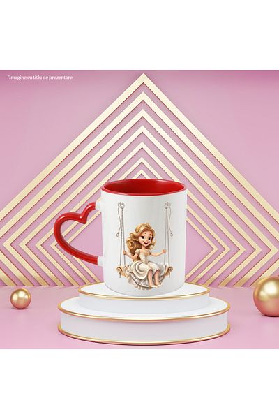 StoryGift Romania Mug with a princess swinging | beautiful | happy | cheerful | illustrated, With ,STG