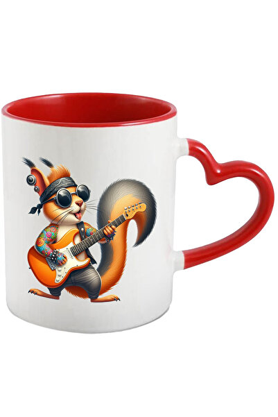 StoryGift Romania Cana cu o veverita care canta la chitara | tatuata | ochelari | muzica | melodie, Cu Maner Inim STG