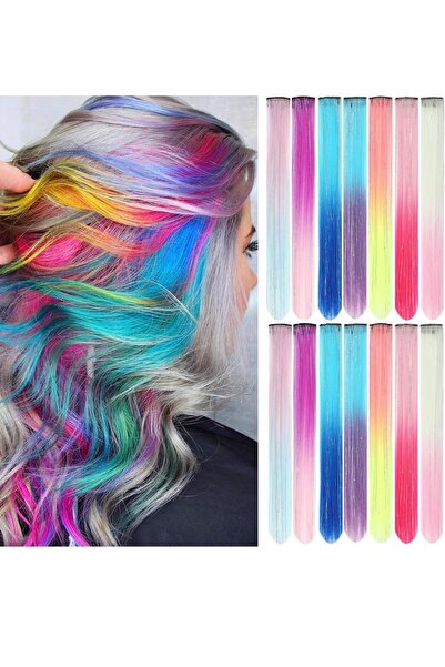 Zehra Aksesuar Renk geçişli simli hair tinsel çıtçıtlı yapay saç