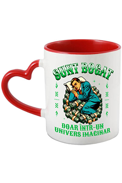 StoryGift Romania Cana Barbat Doarme pe Teanc de Bancnote Text Sunt Bogat Doa...