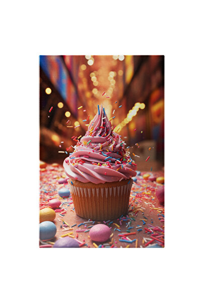 StoryGift Romania Tablou Canvas: Brioșă Roz În Cadru- Dulciuri Pictura Digitala