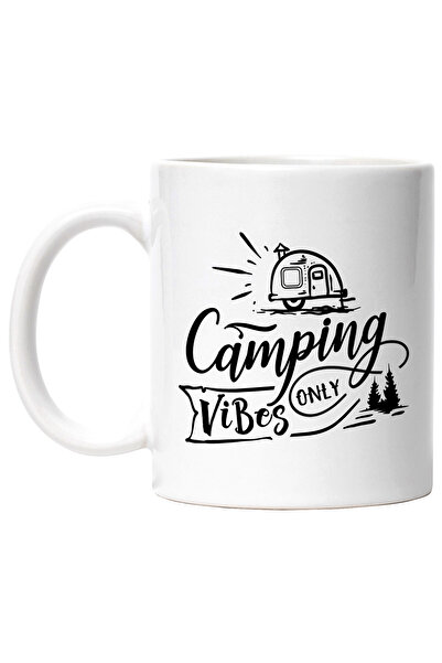 StoryGift Romania Cana cu rulota si brazi cu textul "Camping vibes only" - do...