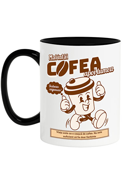 StoryGift Romania Cana Pahar de cafea zambitor iubesc cafeaua mai intai cafea...