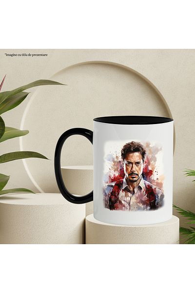 StoryGift Romania Mug With Tony Stark, Superhero, Iron Man, Marvel, Avengers, Multicolor 330 ml, With