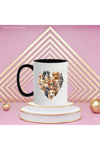 StoryGift Romania Heart Mug, Dogs, Breed, Dog Lovers, Animals, Multicolor 330 ml, Ceram, With