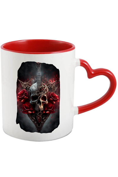 StoryGift Romania Cana Cu Chitara, Craniu, Trandafiri, Gotic, Instrument Muzi...