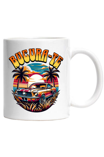 StoryGift Romania Cana cu Masina colorata DE curse Vintige Pe insula Tropical...