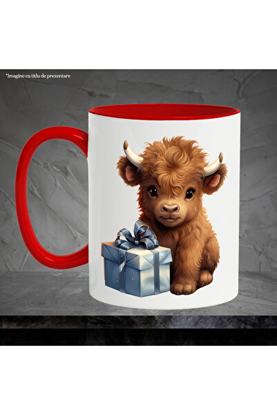 StoryGift Romania Mug with a bison calf that has a gift | illustration | he was good | seriously, With ,STG