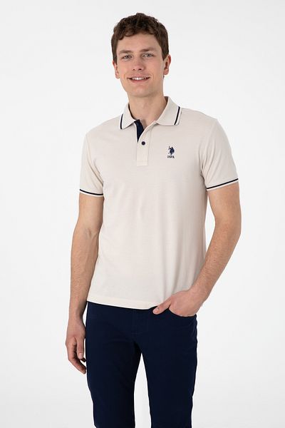 U.S. Polo Assn. Ανδρικό μπλουζάκι Slim Fit Polo Neck Stone Basic 50305980-VR049