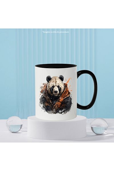 StoryGift Romania Panda Bear Mug, Vest, Fantasy, Clothes, Animal, Illustration, Multicolor 330 ml,, With ,STG