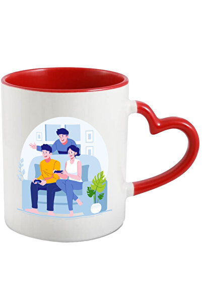 StoryGift Romania Cana Cu Prieteni, Jocuri Video, Controller, Canapea, Multicolor 330 ml, Ceramica, Cu Maner Inim STG