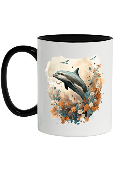StoryGift Romania Cana Cu Delfin, Pasari, Frunze, Flori, Tomnatic, Mamifer, M...