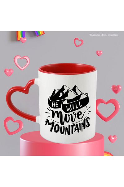 StoryGift Romania Mug for people who are very determined with the message "He will move mou, Cu,STG.