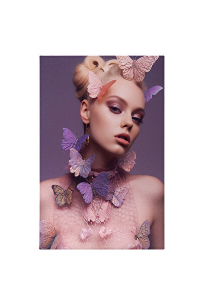 StoryGift Romania Tablou Canvas: Portret Feminin Cu Fluturi - Abstract Frumus...