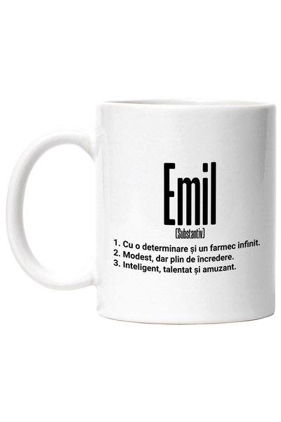StoryGift Romania Cana Cu Numele Emil, Determinare, Modest, Inteligent, Amuza...