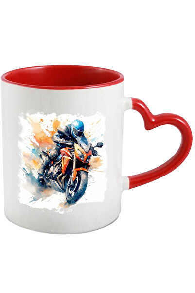 StoryGift Romania Cana Cu Motocicleta, Watercolor, Casca, Echipament, Multico...