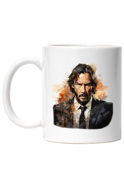 StoryGift Romania Cana Cu John Wick, Personaj Fictiv, Filme, Actiune, Multicolor 330 ml, Ceramica , Cu Maner Alb