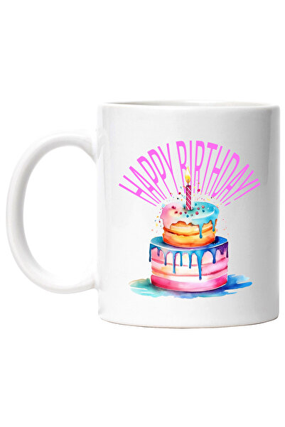 StoryGift Romania Mug With Message In English Happy Birthday, Cake, Candle, F...