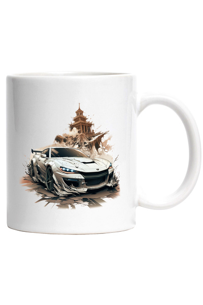 StoryGift Romania Cana Cu Masina Sport, Templu, Munte, Ilustratie, Stanci, Mu...