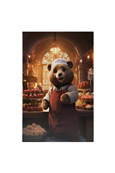 StoryGift Romania Tablou Canvas: Bucatarul Urs Cu Camasa Alba Si Boneta Cu So...