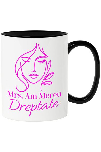 StoryGift Romania Cana cu Chip Feminin Atragator Text Haios Mrs. Am mereu Dreptate Femeie Independ, Cu Maner Negru STG