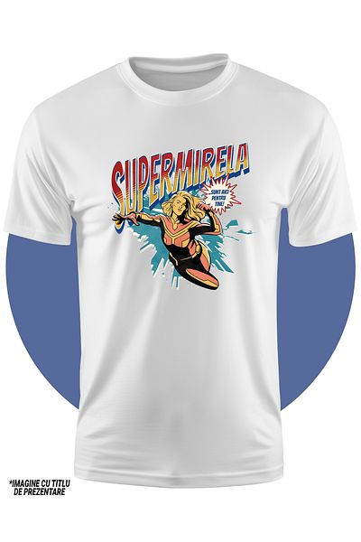 StoryGift Romania Tricou Copii Fete Super Mirela, SuperErou Sunt Aici Pentru Tine 100% Bumbac, Unisex, Alb,