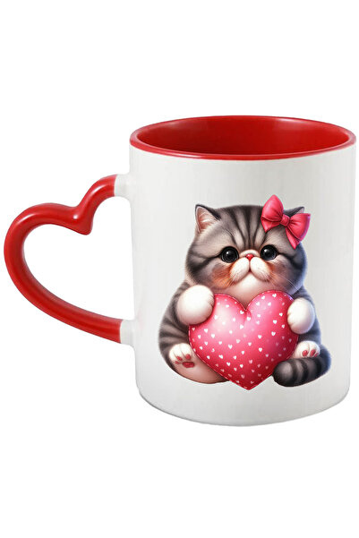 StoryGift Romania Cana cu o pisicuta grasuta care tine o inimioara in brate |...