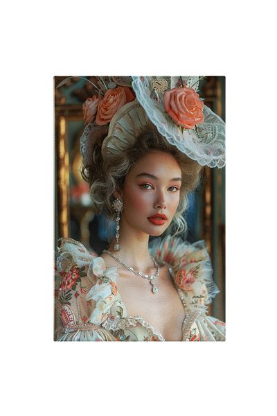 StoryGift Romania Tablou Canvas Diva Avangardistă: Armonie De Trandafiri Și Dantelă Esența Modei Eleganță Cu Pălă