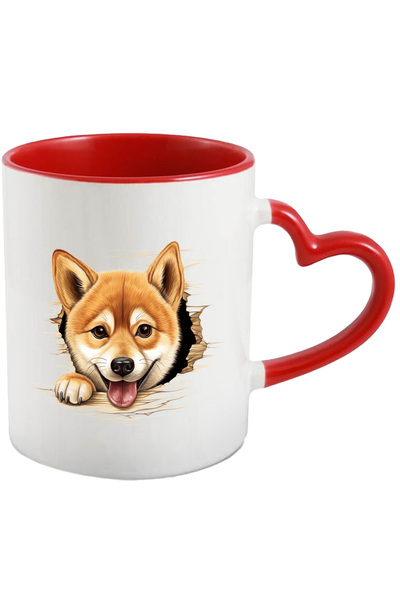 StoryGift Romania Cana cu un catel Akita Inu care scoate capul printr-o gaura...