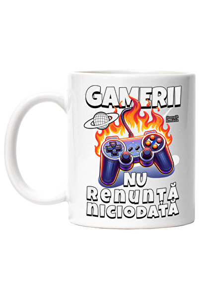 StoryGift Romania Cana maneta joc video Gamerii nu renunta niciodata, 330ml, ...
