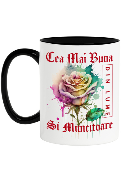 StoryGift Romania Cana Cu Textul Cea Mai Buna Si Muncitoare, Din Lume, Floare...