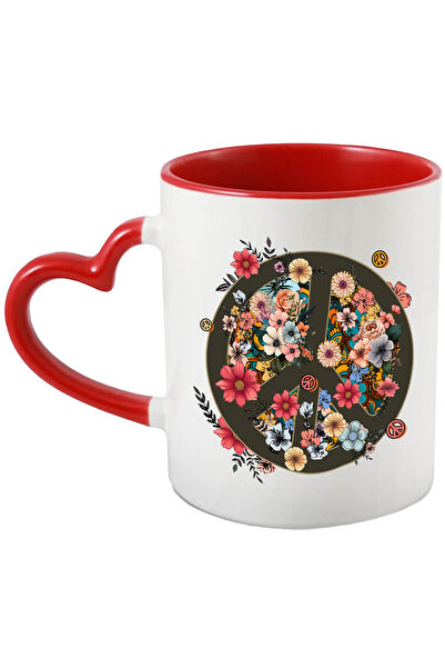 StoryGift Romania Cana cu semnul pacii, floricele, stilul hippie, cultura, il...