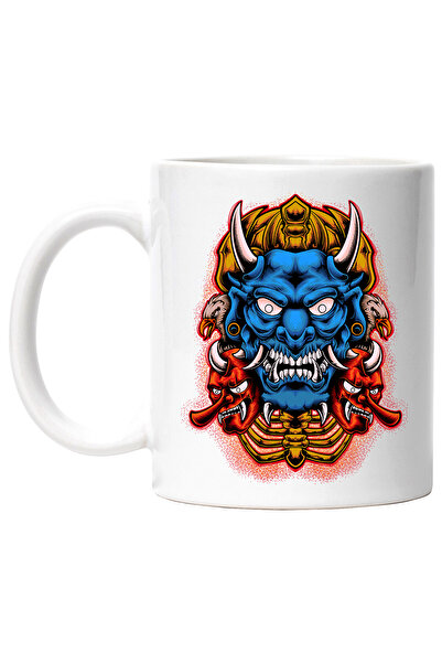 StoryGift Romania Cana Cu Masca Oni, Vultur, Asiatic, Schelet, Coarne, Demon, Multicolor 330 ml, C, Cu Maner Alb